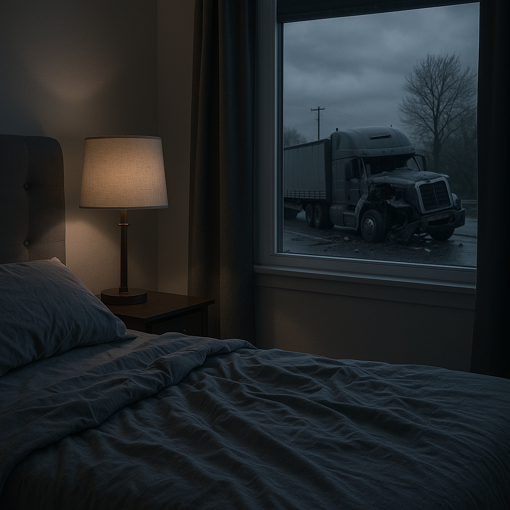 bedtime panic truck accident trauma illustration for Bedtime panic after truck accident trauma