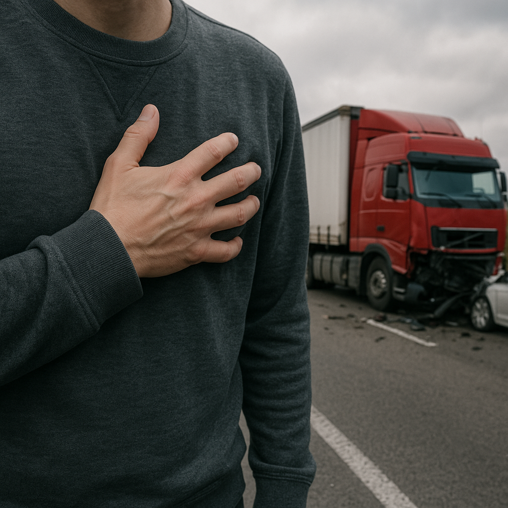 chest tightness stress semi truck illustration for Chest tightness and stress after semi truck accidents