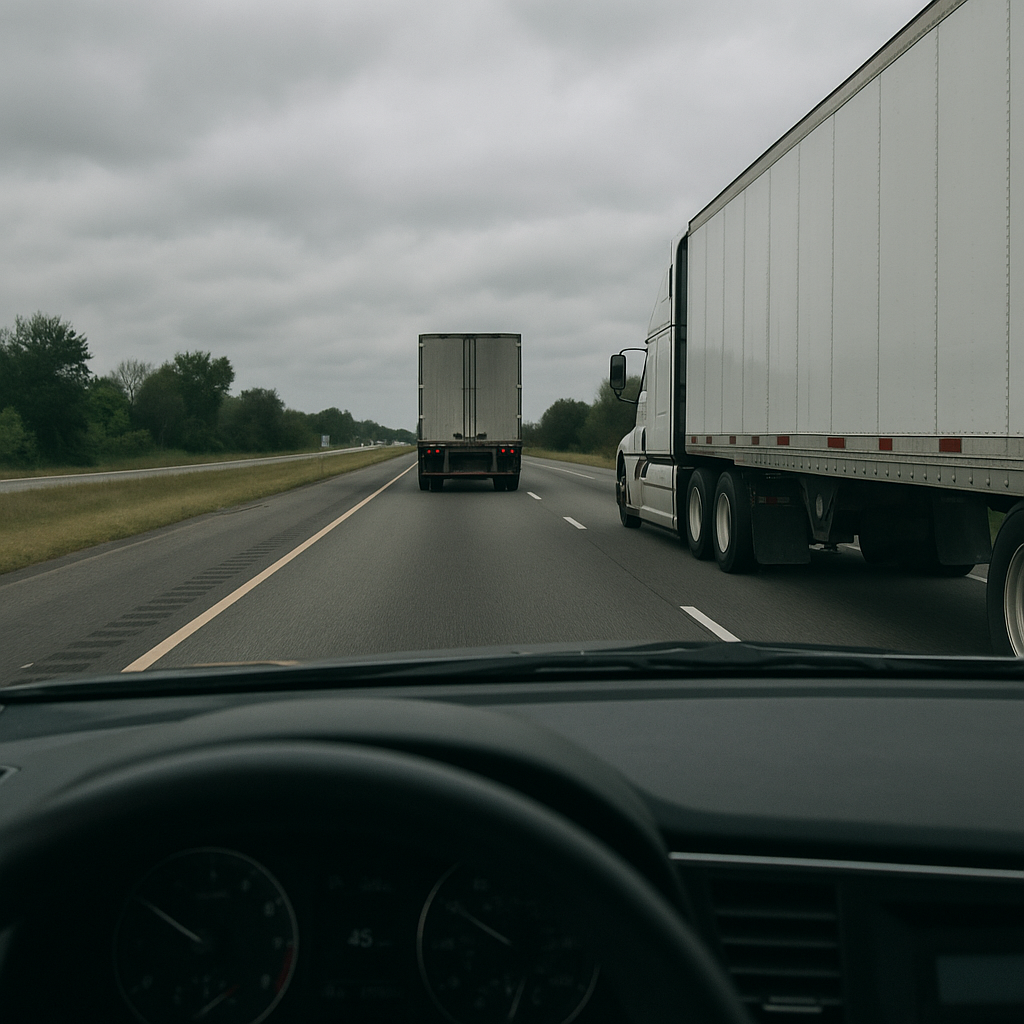 coping driving past trucks stress illustration for Daily coping when driving past trucks feels stressful