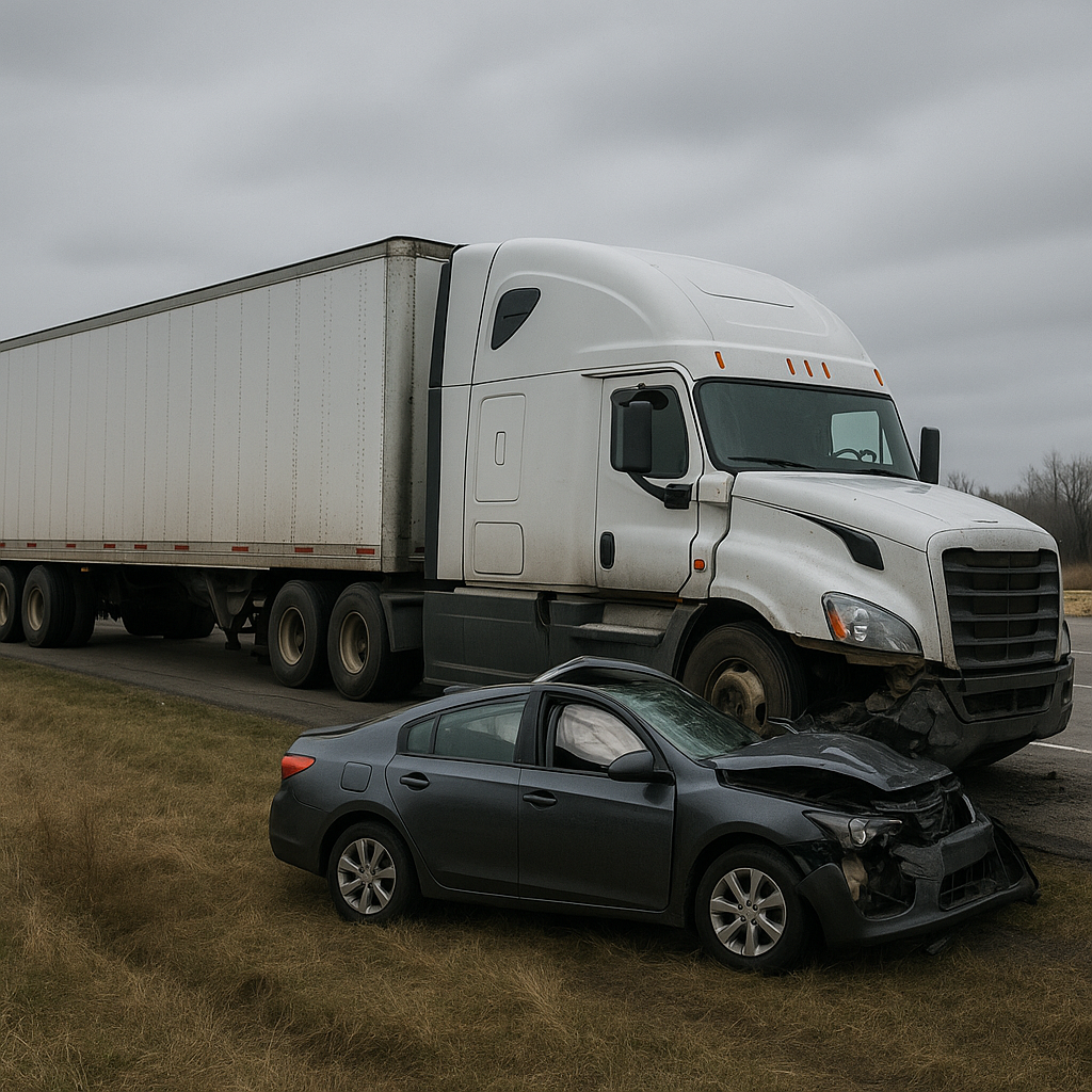 delayed emotional reaction semi truck crash illustration for Delayed emotional reaction after a semi truck crash