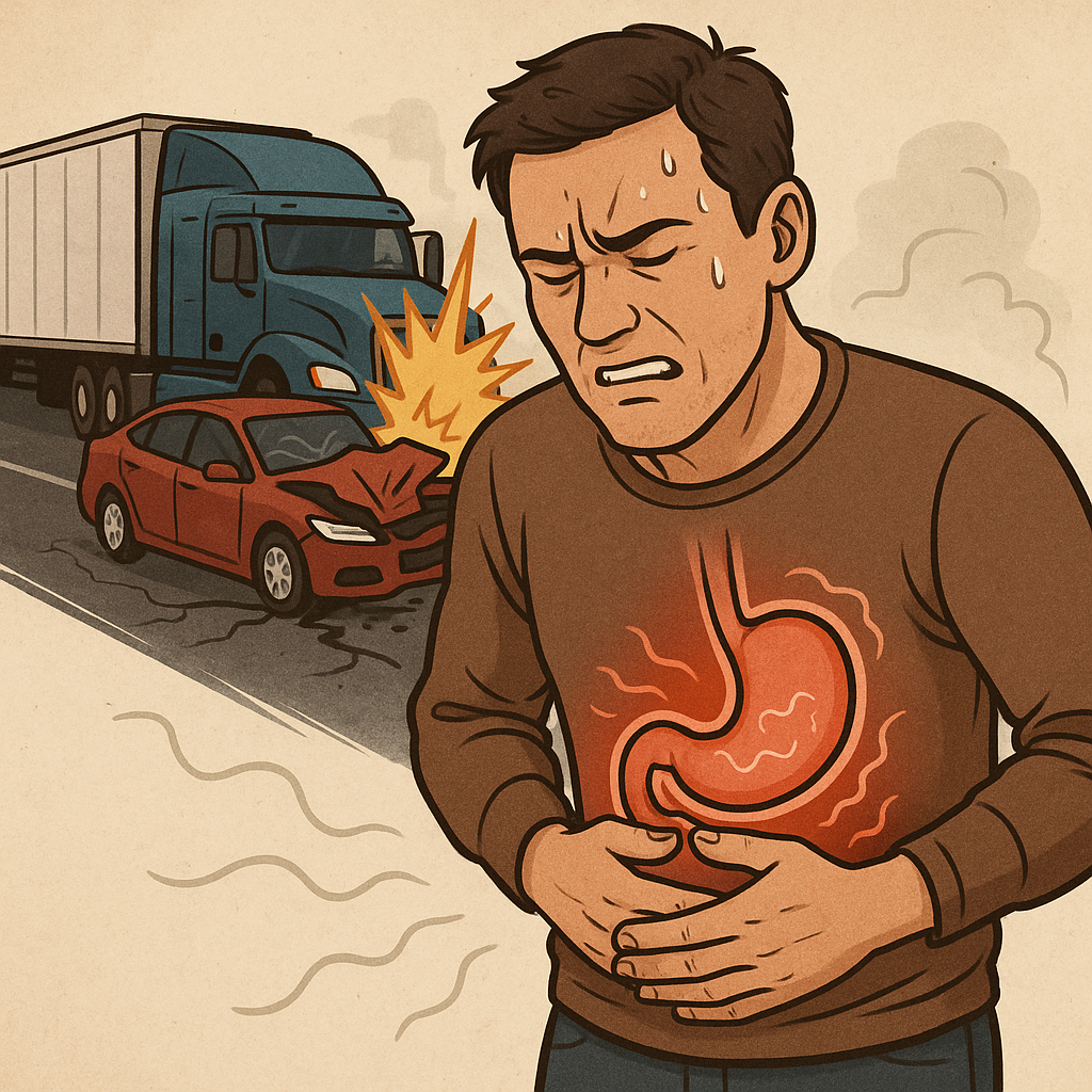 digestive discomfort truck crash illustration for Digestive discomfort after truck crash trauma
