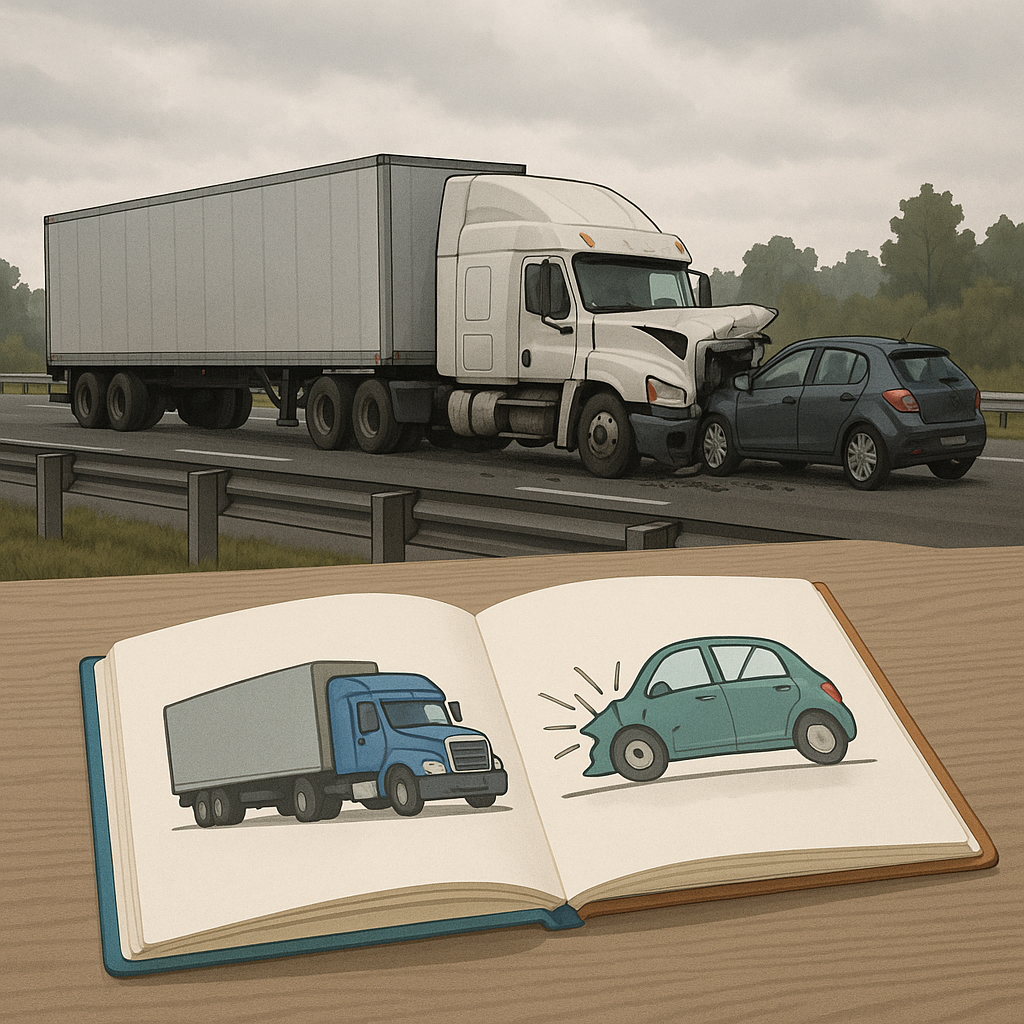 Illustration of Explaining truck accidents to children