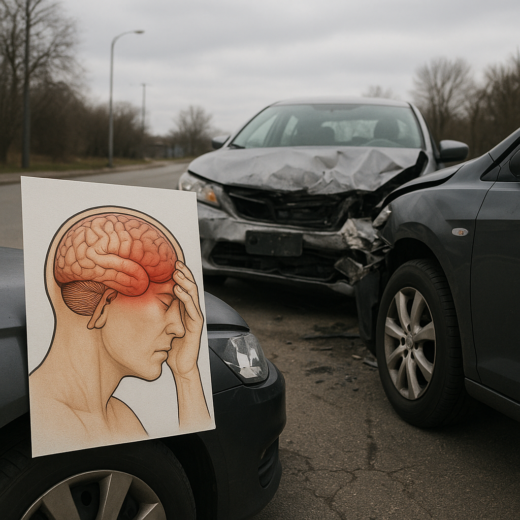 headaches trauma crash illustration for Headaches triggered by trauma after crashes