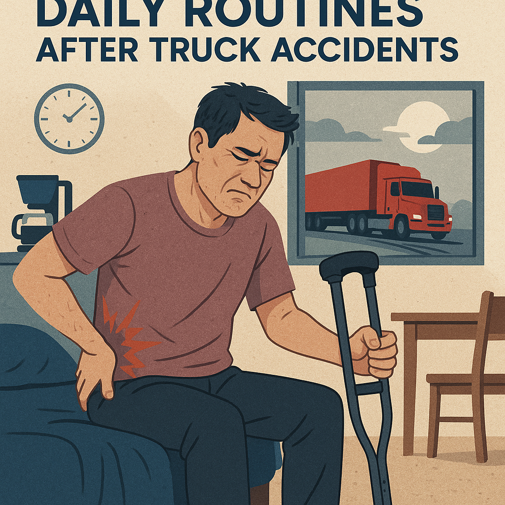 Illustration of How pain impacts daily routines after truck accidents
