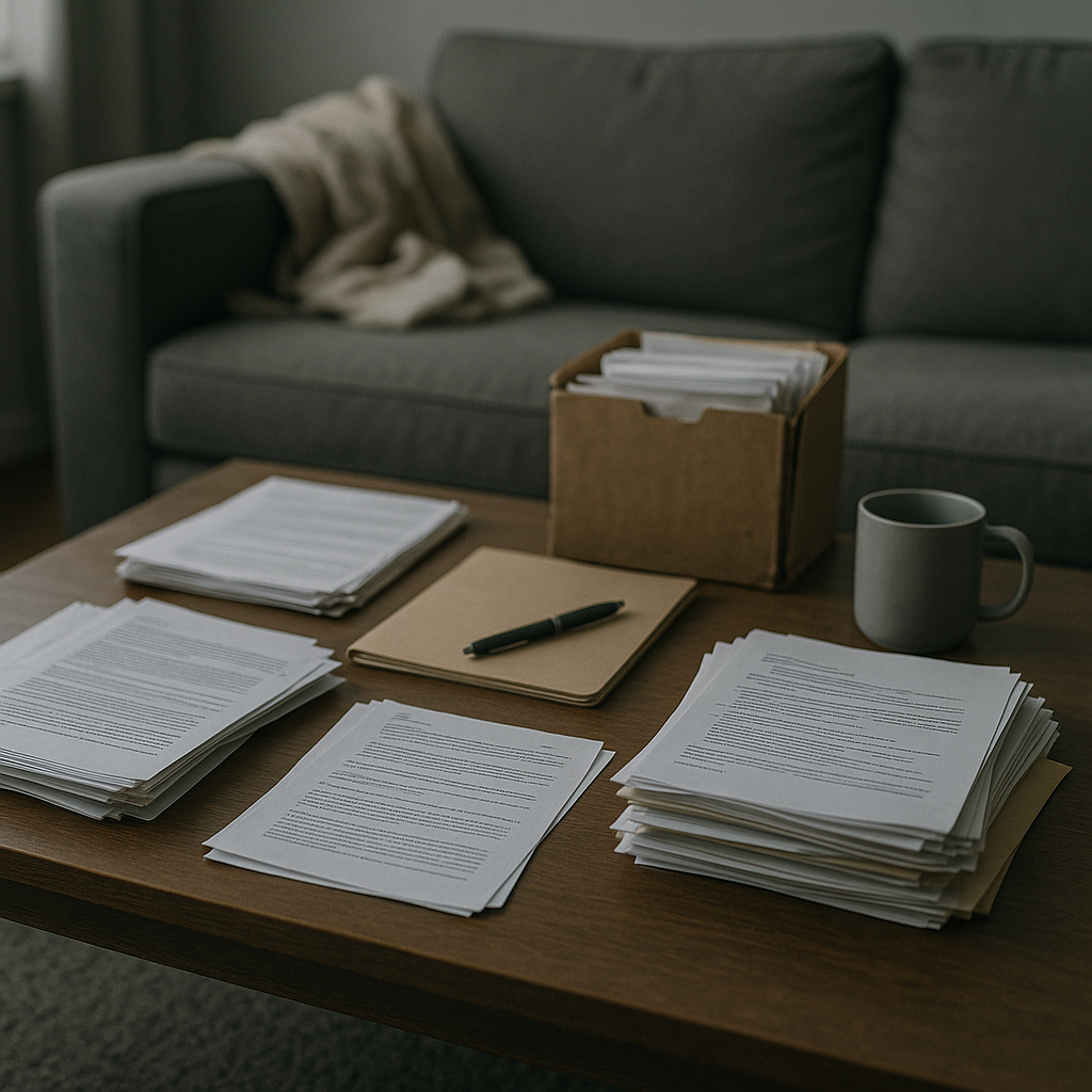 Illustration of Managing paperwork during recovery