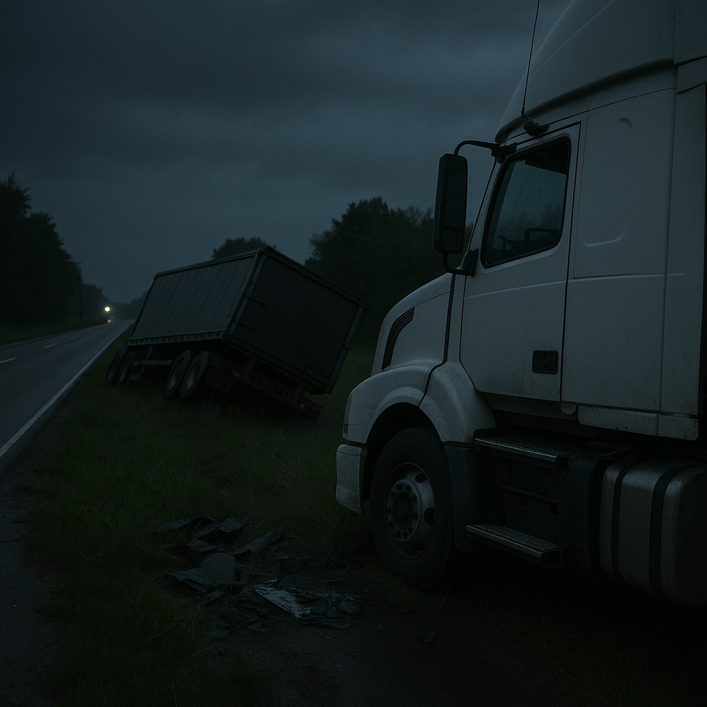 nighttime anxiety semi truck crash illustration for Nighttime anxiety after a semi truck crash
