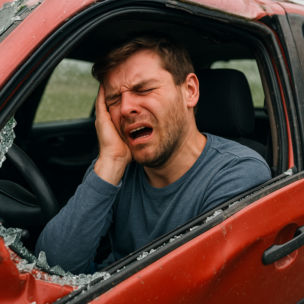 trapped in vehicle pain awareness illustration for Pain awareness after being trapped in a vehicle