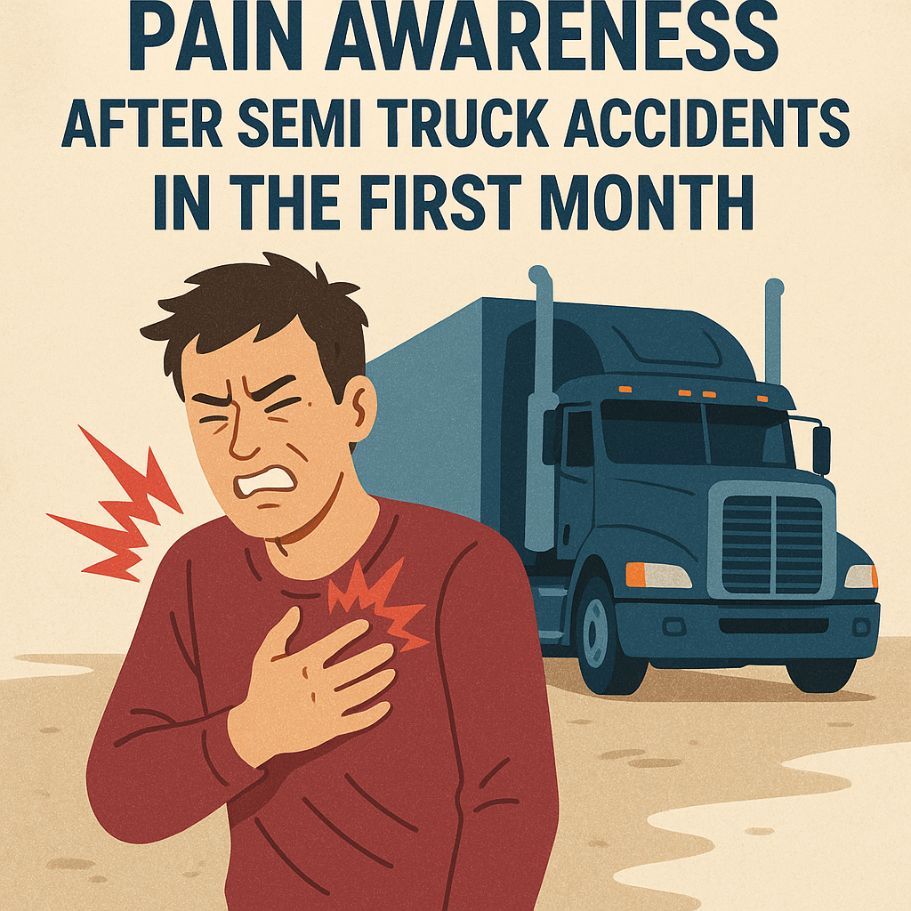 pain awareness first month semi truck illustration for Pain awareness after semi truck accidents in the first month