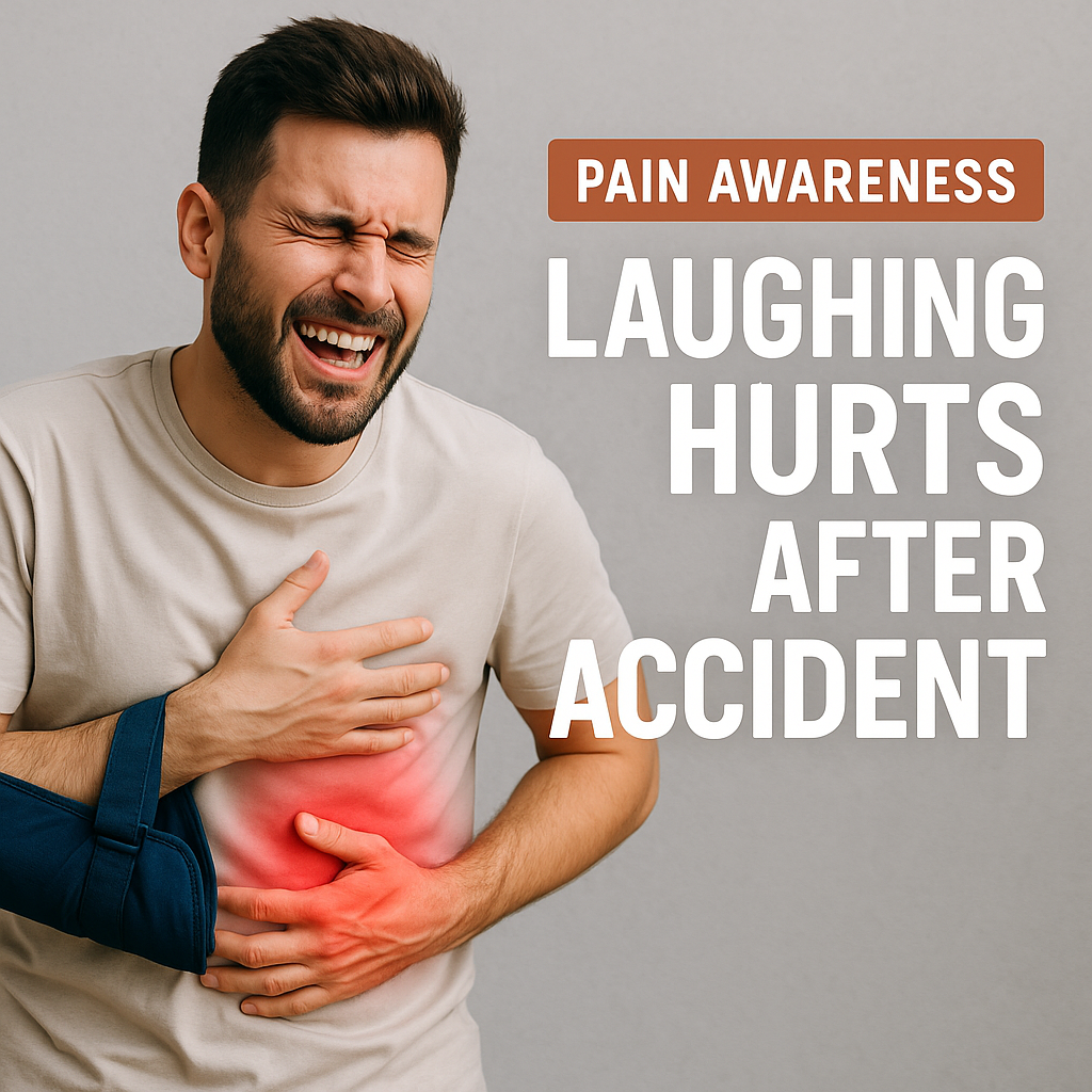 Illustration of Pain awareness when laughing hurts after accidents