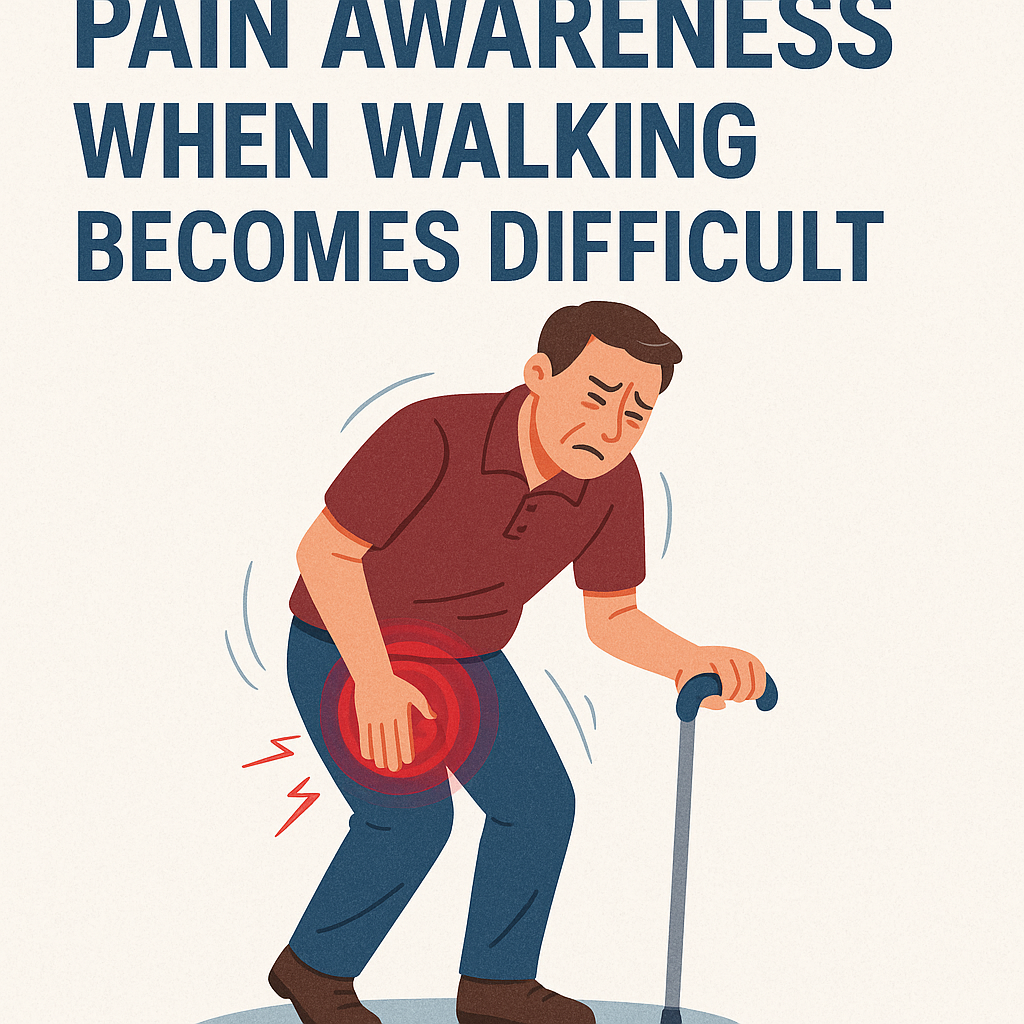 walking difficulty pain awareness illustration for Pain awareness when walking becomes difficult