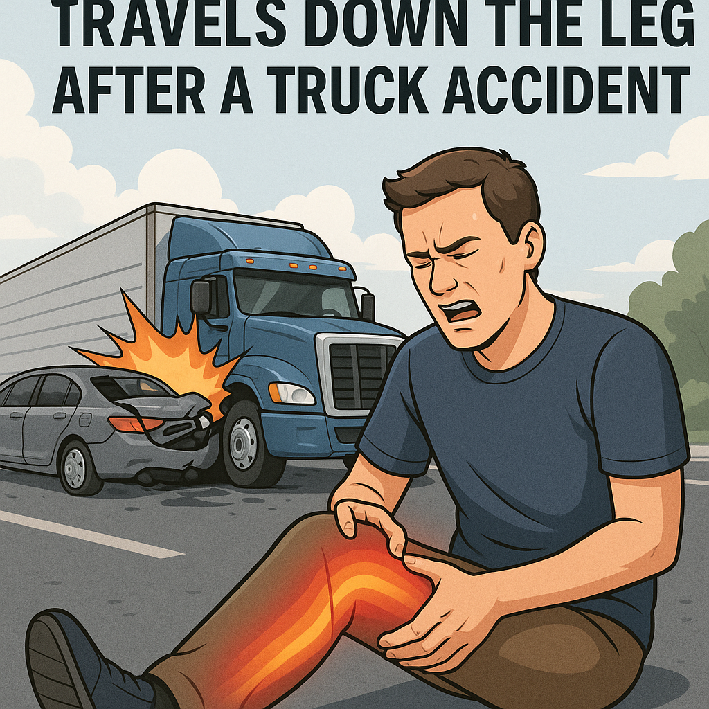 leg pain traveling truck accident illustration for Pain that travels down the leg after a truck accident