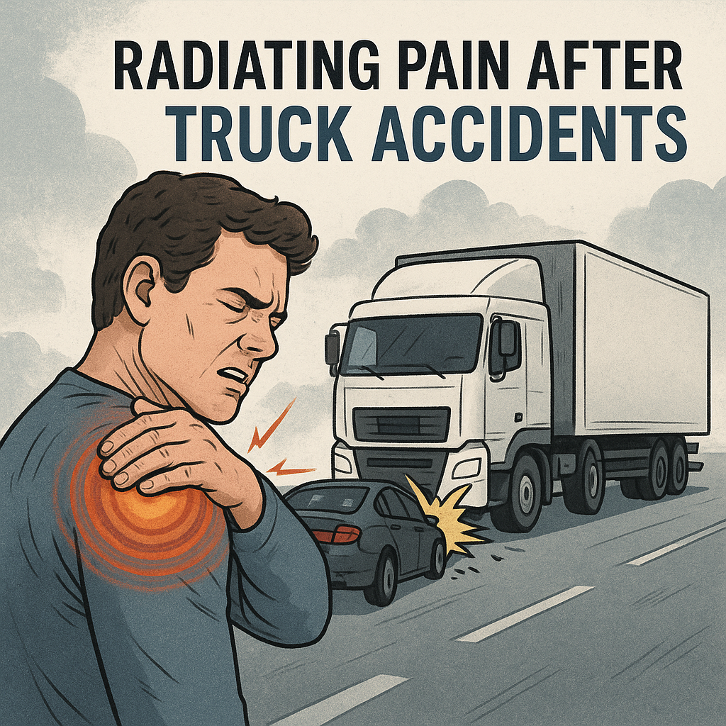 radiating pain truck accident illustration for Radiating pain after truck accidents