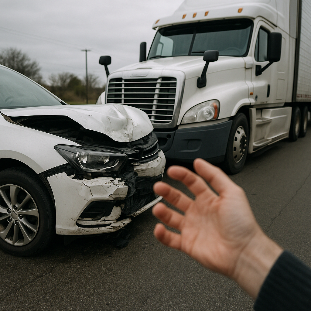 shaking after semi truck collision illustration for Shaking and trembling after a semi truck collision
