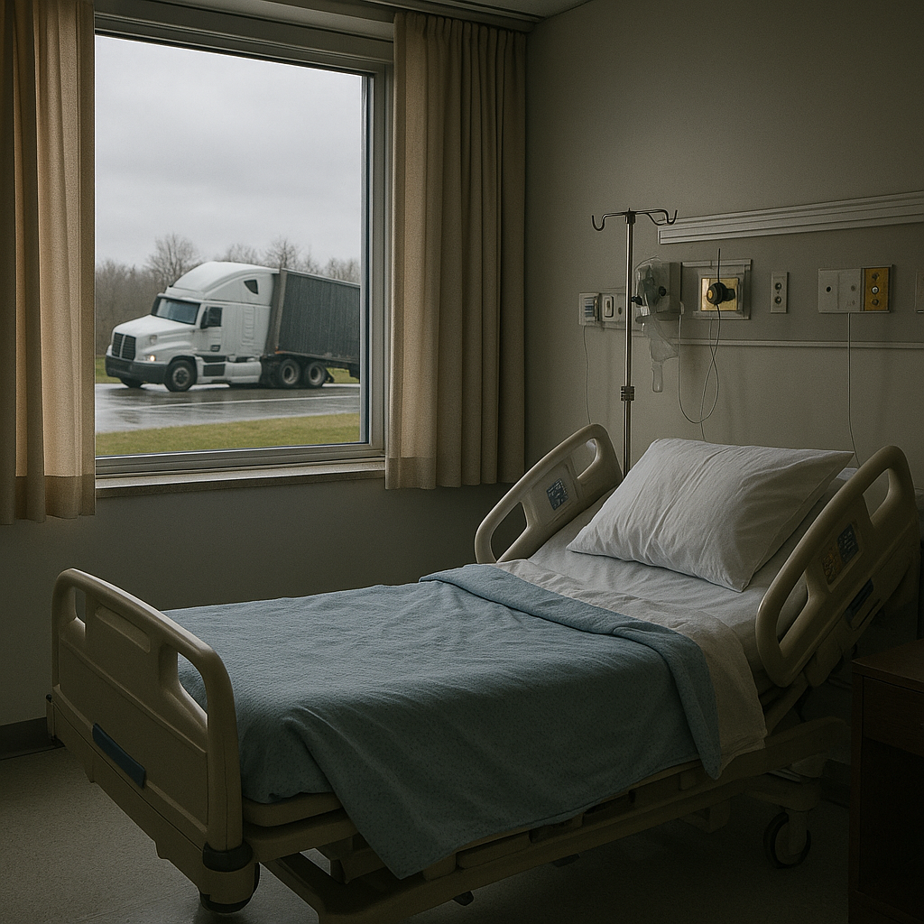 sleep disruption hospital stay truck illustration for Sleep disruption during hospital stays after truck accidents