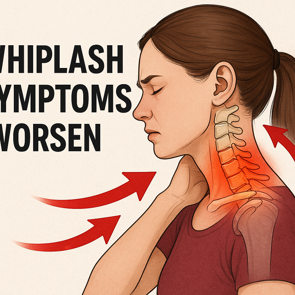 whiplash symptoms worsen illustration for Whiplash symptoms that worsen over time