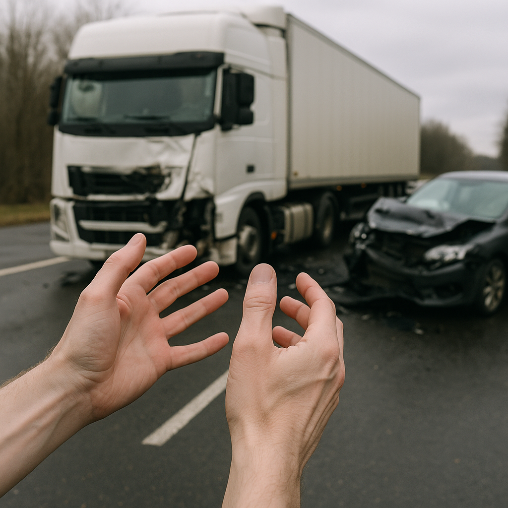 shaking hands semi truck crash illustration for Why hands shake after a semi truck crash