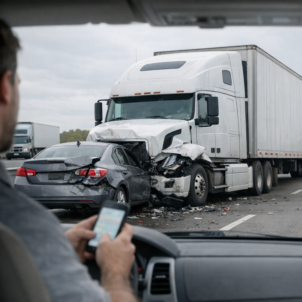 distracted driving truck accident illustration for How distracted driving causes truck accidents