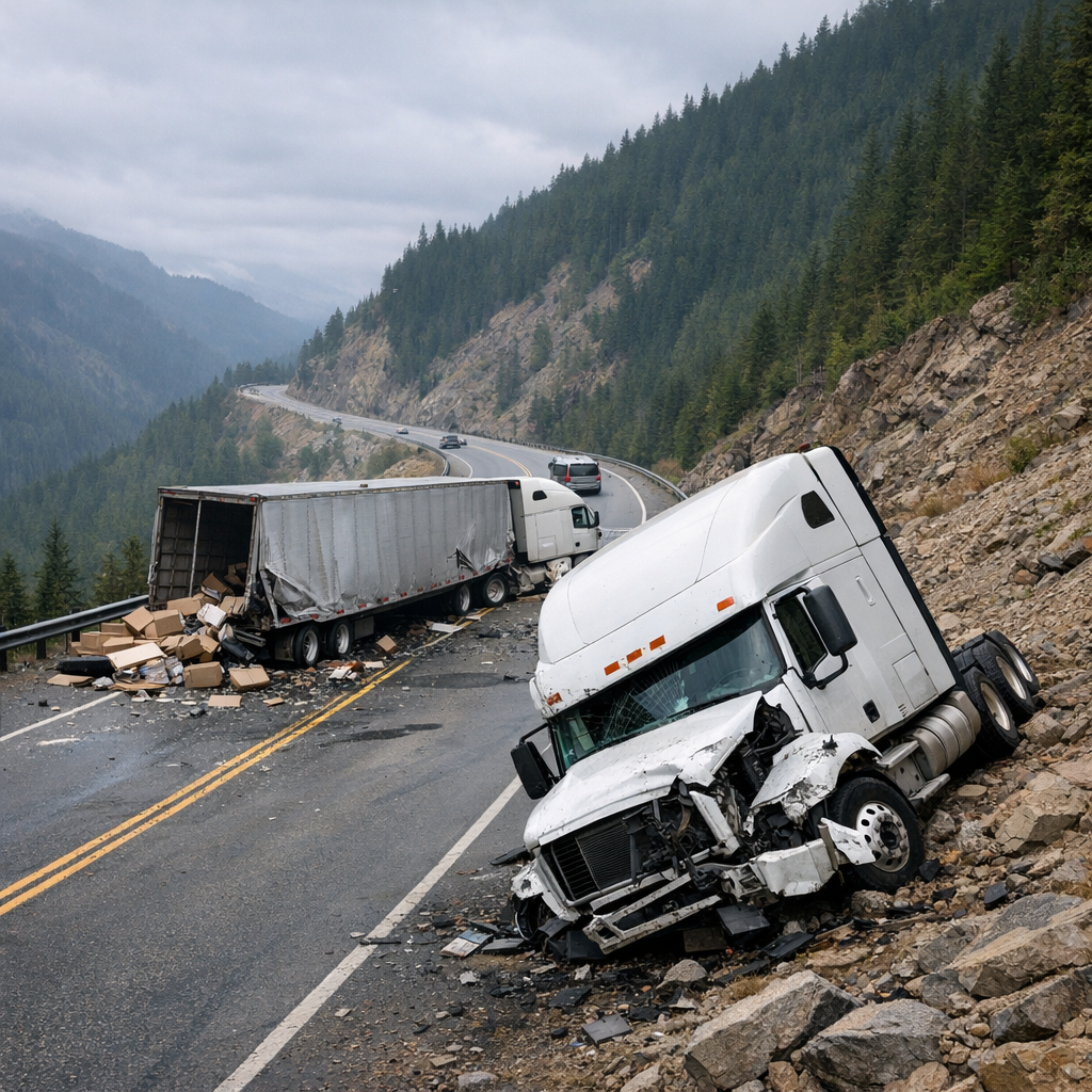 downhill truck accident illustration for How downhill driving affects truck safety