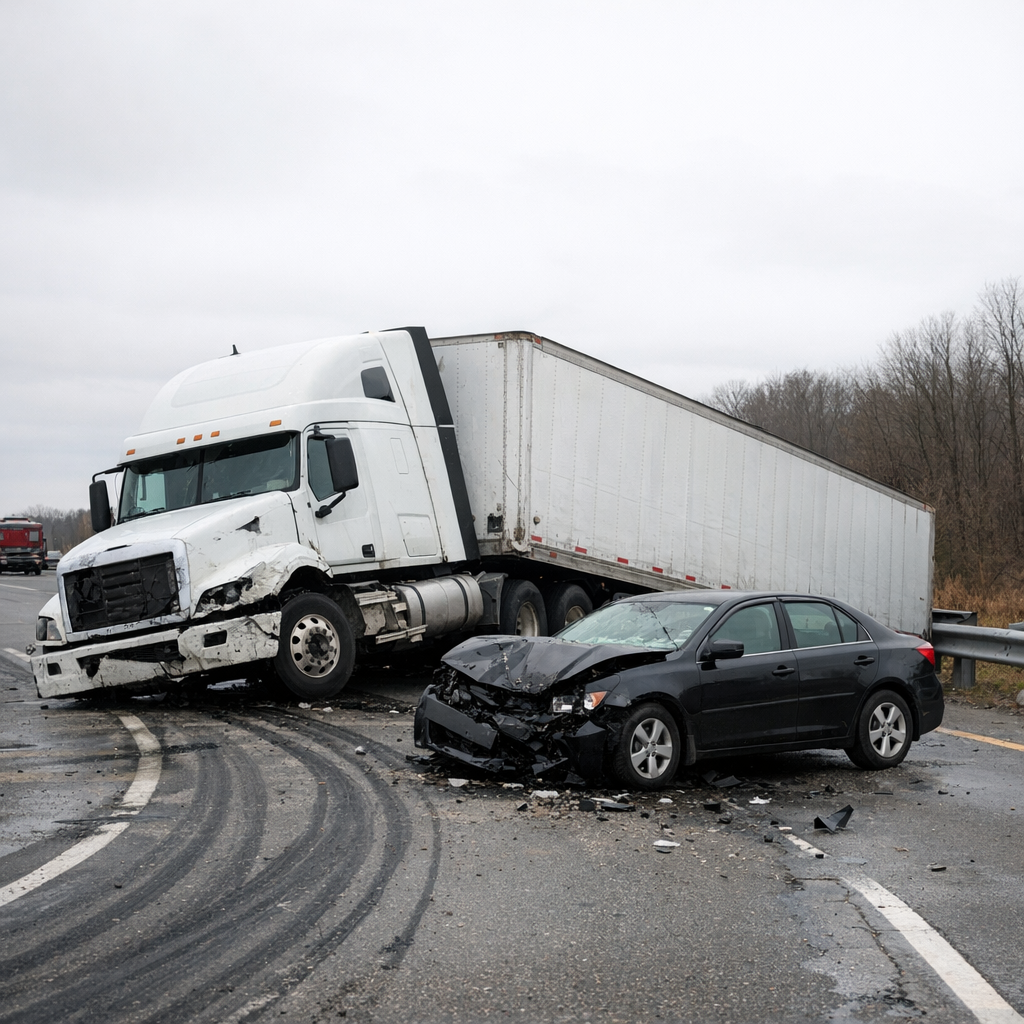 emergency maneuver truck accident illustration for How emergency maneuvers cause truck crashes