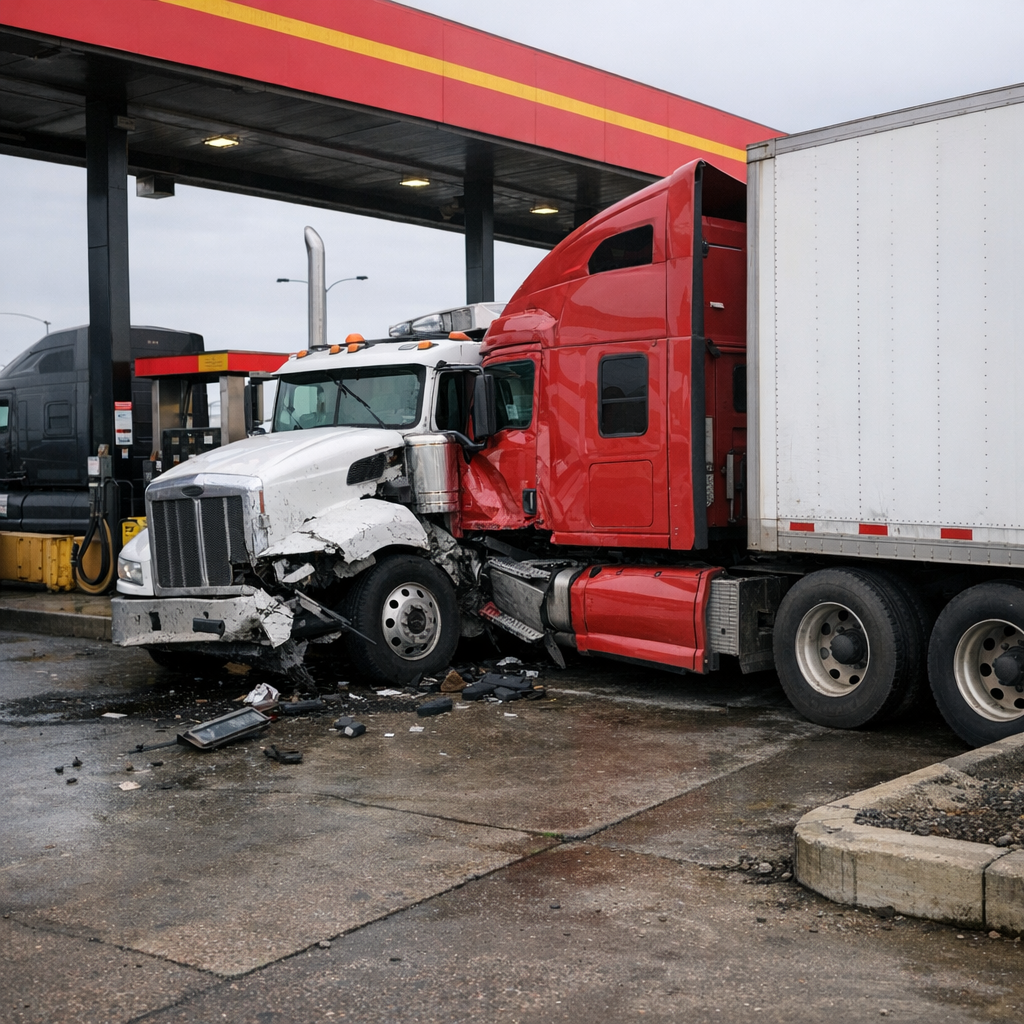 truck stop accident illustration for How fuel stops can lead to truck accidents
