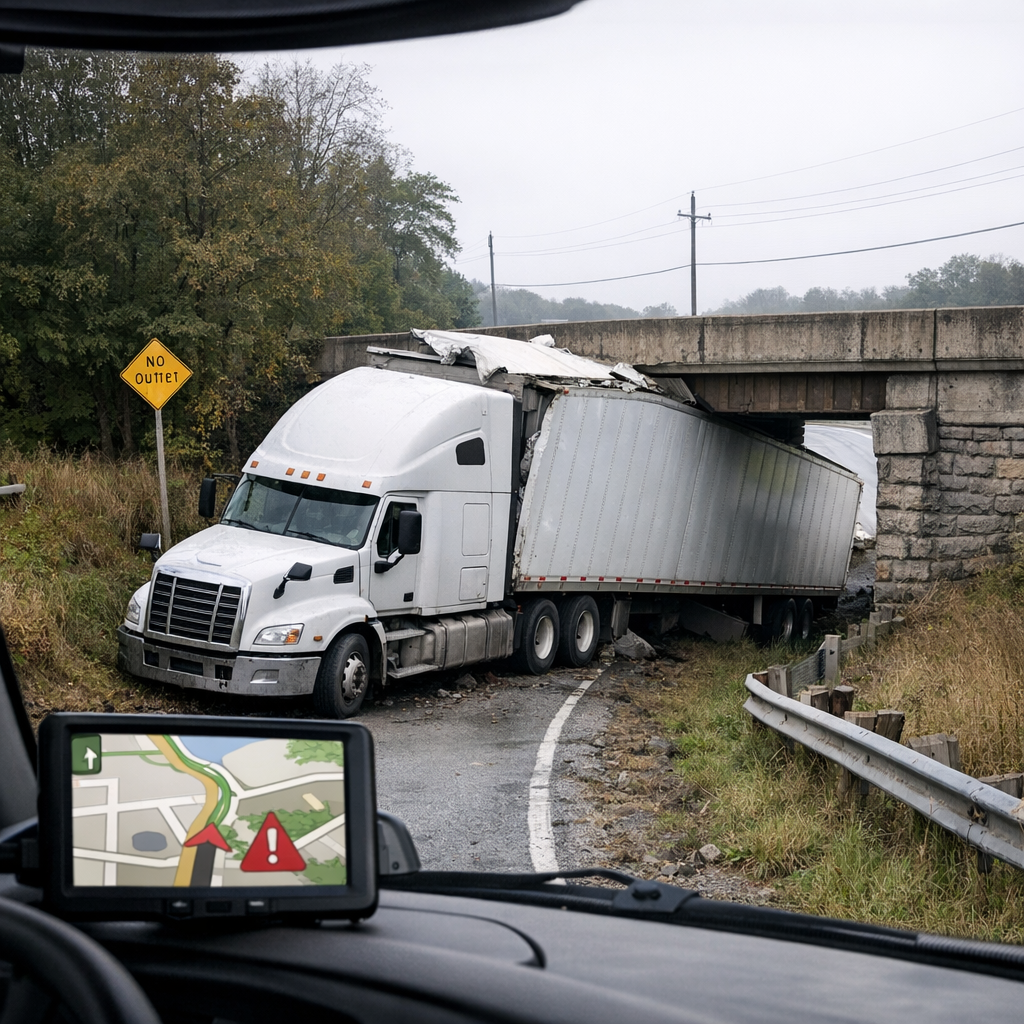 truck navigation error accident illustration for How GPS and navigation errors cause truck accidents