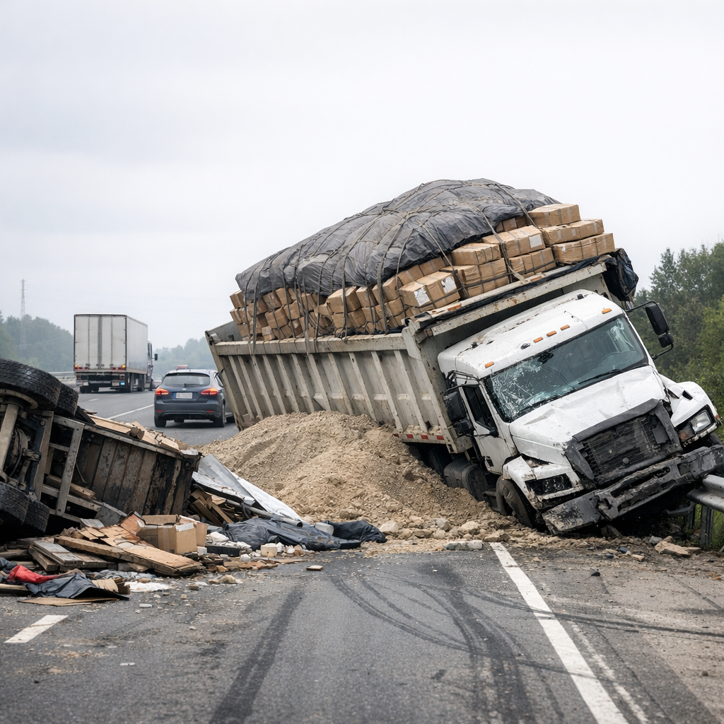 overloaded truck accident illustration for How overloaded trucks cause accidents