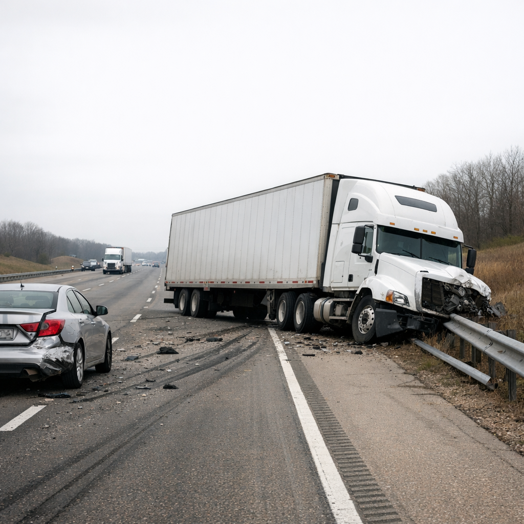 lane departure truck accident illustration for How sudden lane departures cause truck crashes
