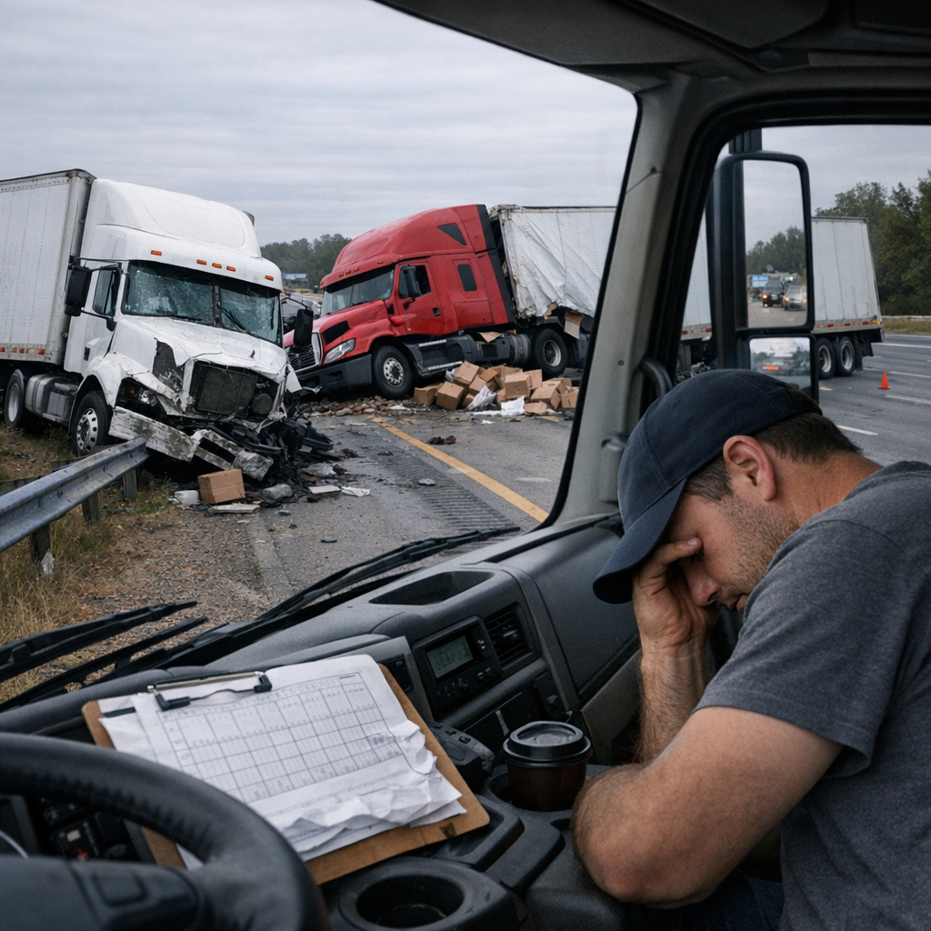 trucking schedule fatigue accident illustration for How trucking schedules lead to accidents