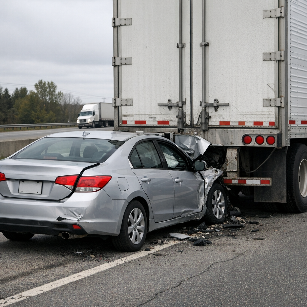 rear end truck accident illustration for Rear-end collisions involving semi trucks