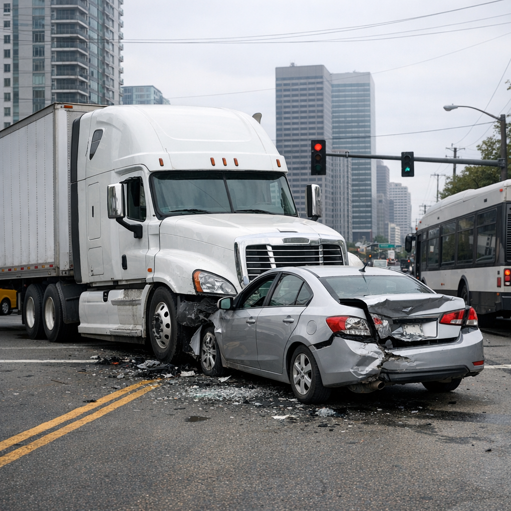 truck accidents city causes illustration for Top reasons semi trucks crash in urban areas