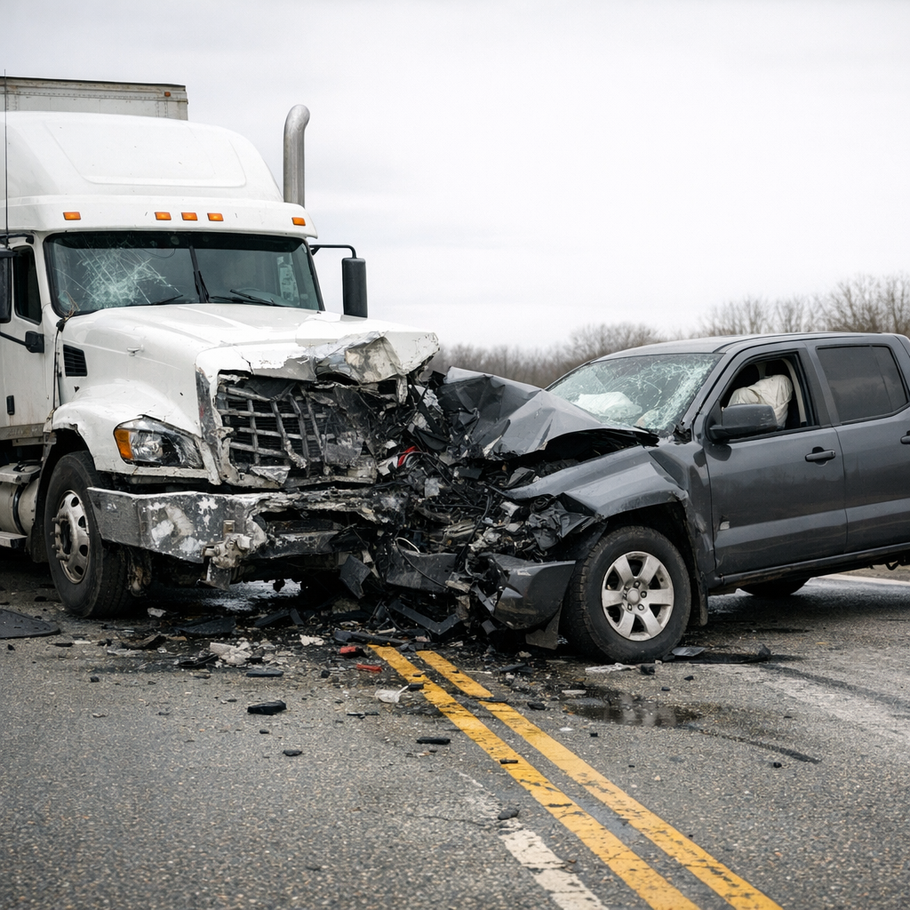 head on truck accident illustration for What happens in head-on truck collisions