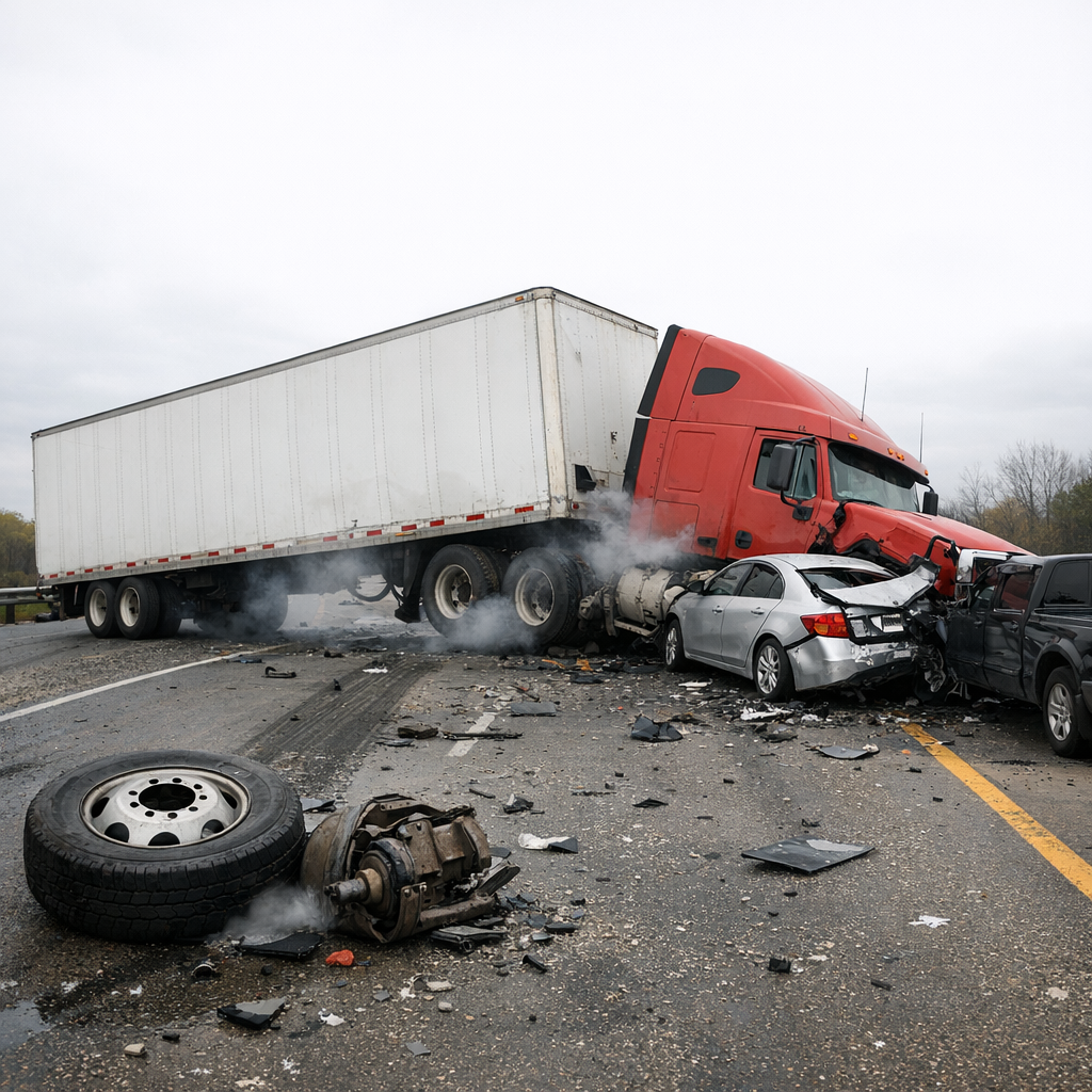 brake failure truck accident illustration for What happens when truck brakes fail