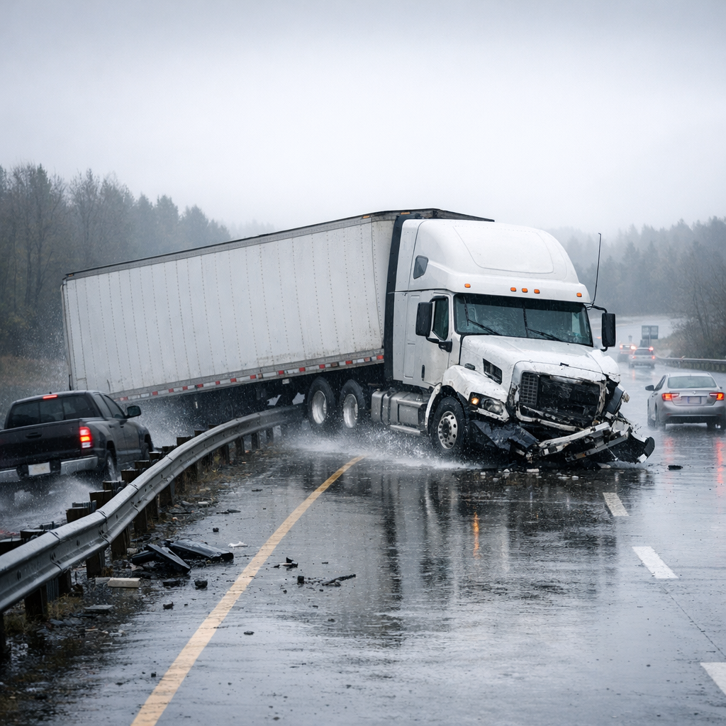 truck hydroplane accident illustration for What happens when trucks hydroplane