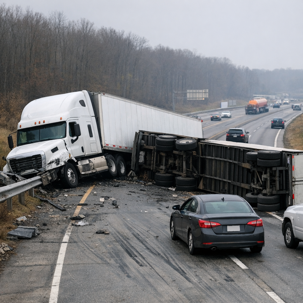 truck loss of control accident illustration for What happens when trucks lose control