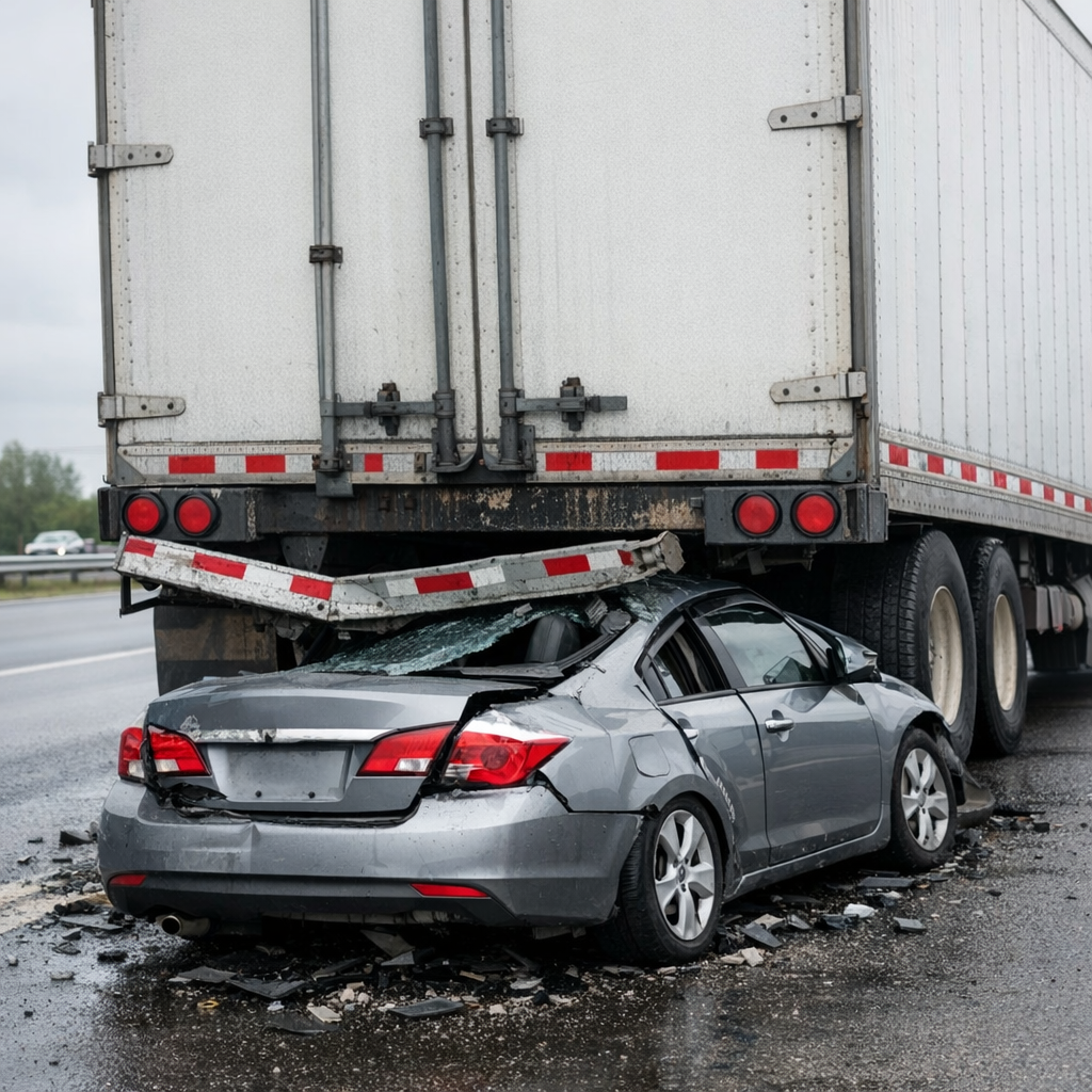 underride guard failure truck illustration for What is a truck underride guard failure accident