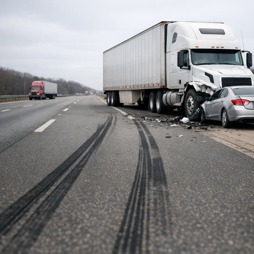 truck stopping distance accident illustration for Why braking distance matters in truck crashes