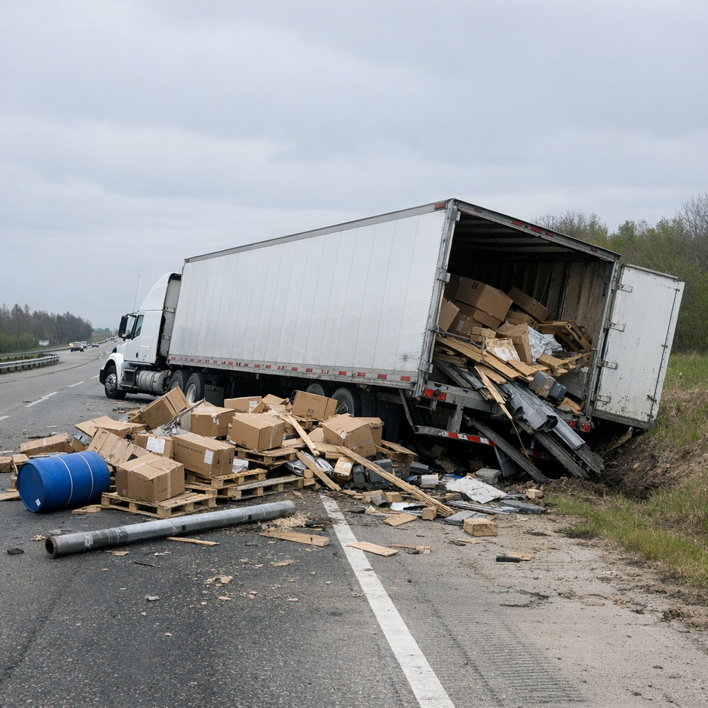 improper cargo securement truck accident illustration for Why improper cargo securement leads to accidents