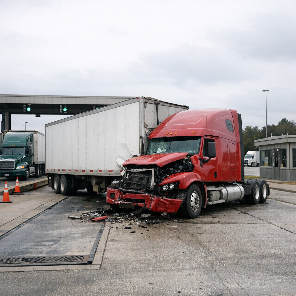 weigh station truck accident illustration for Why truck accidents happen at weigh stations