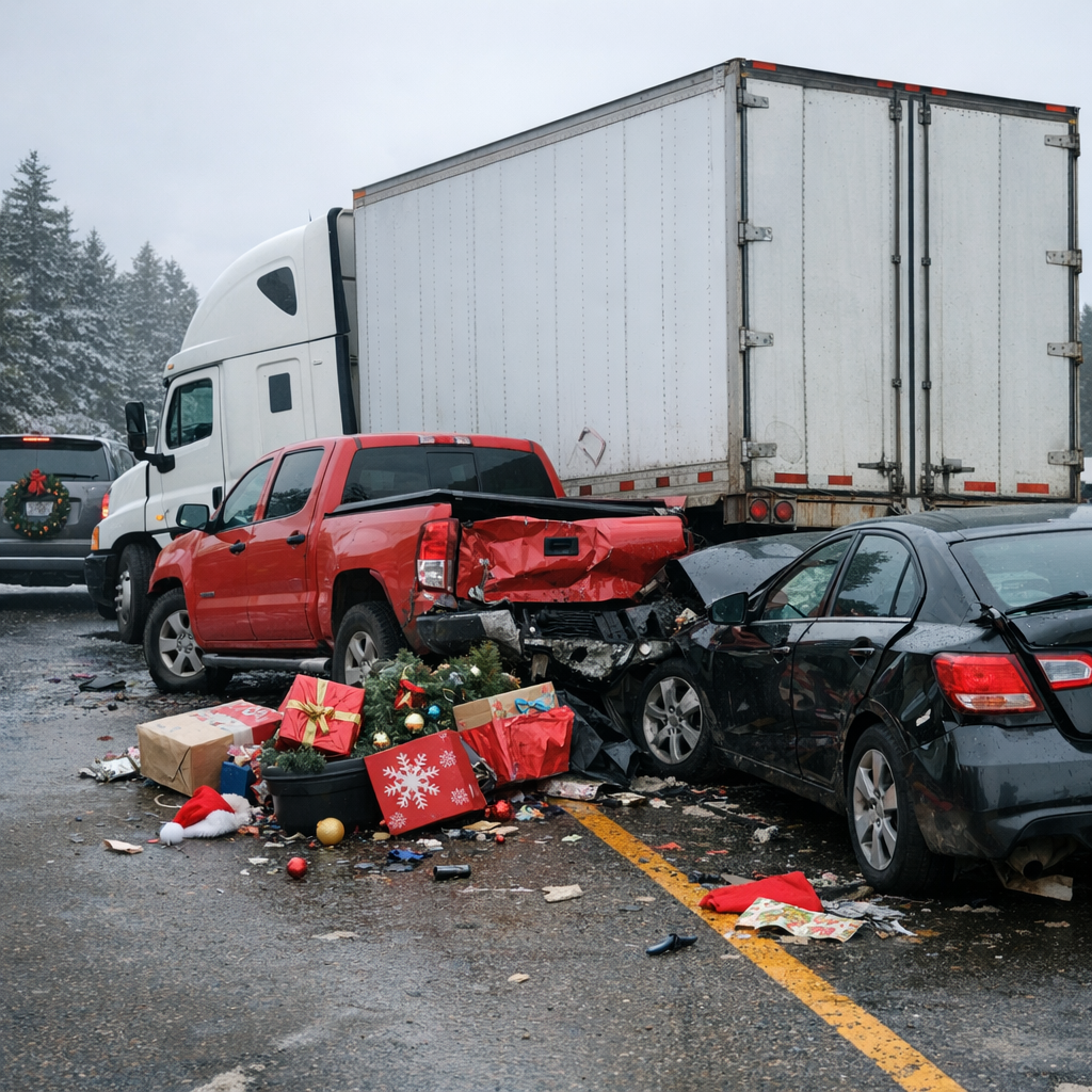 holiday truck accidents illustration for Why truck accidents increase during holidays