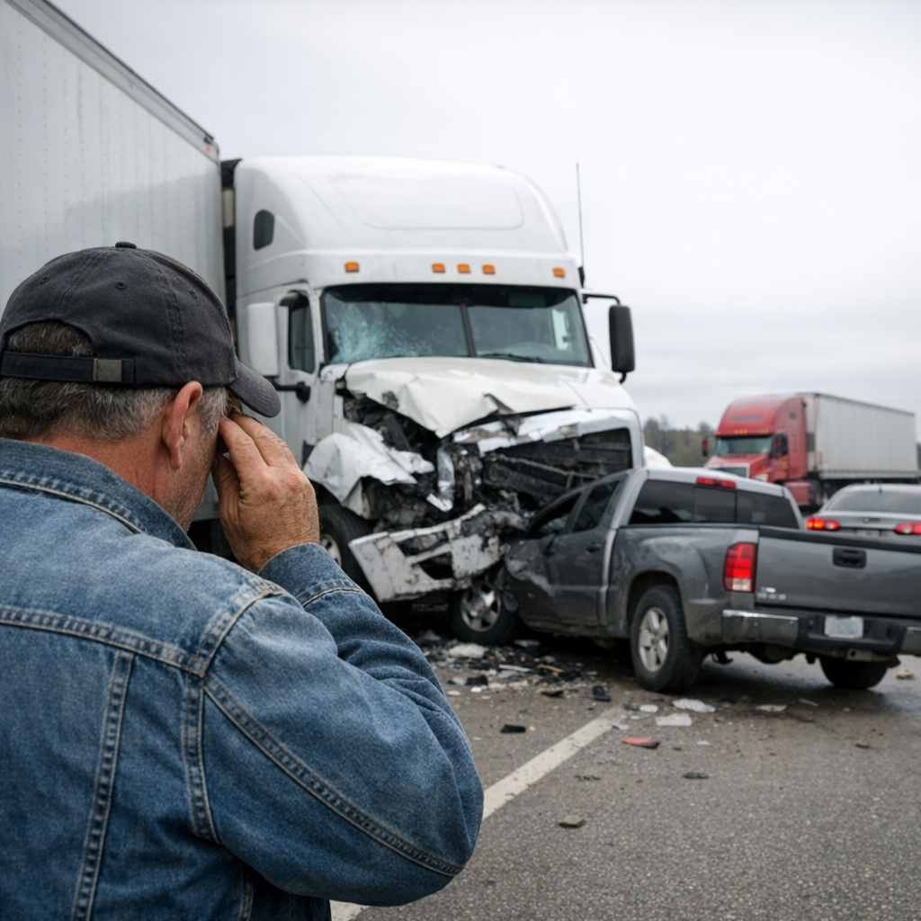 truck driver vision accident illustration for Why vision problems lead to truck crashes
